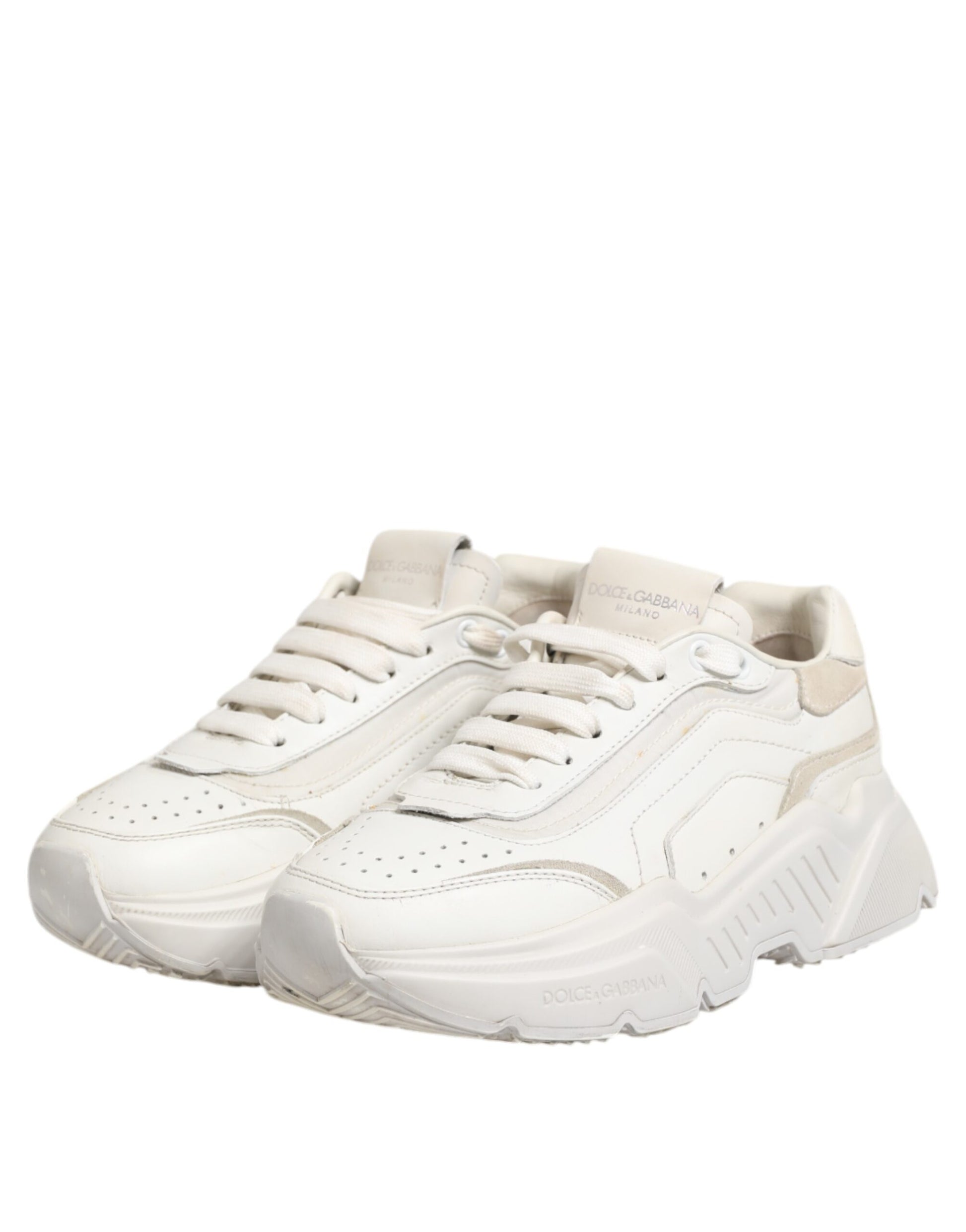Dolce & Gabbana White DAYMASTER Calf Leather Sneakers Shoes