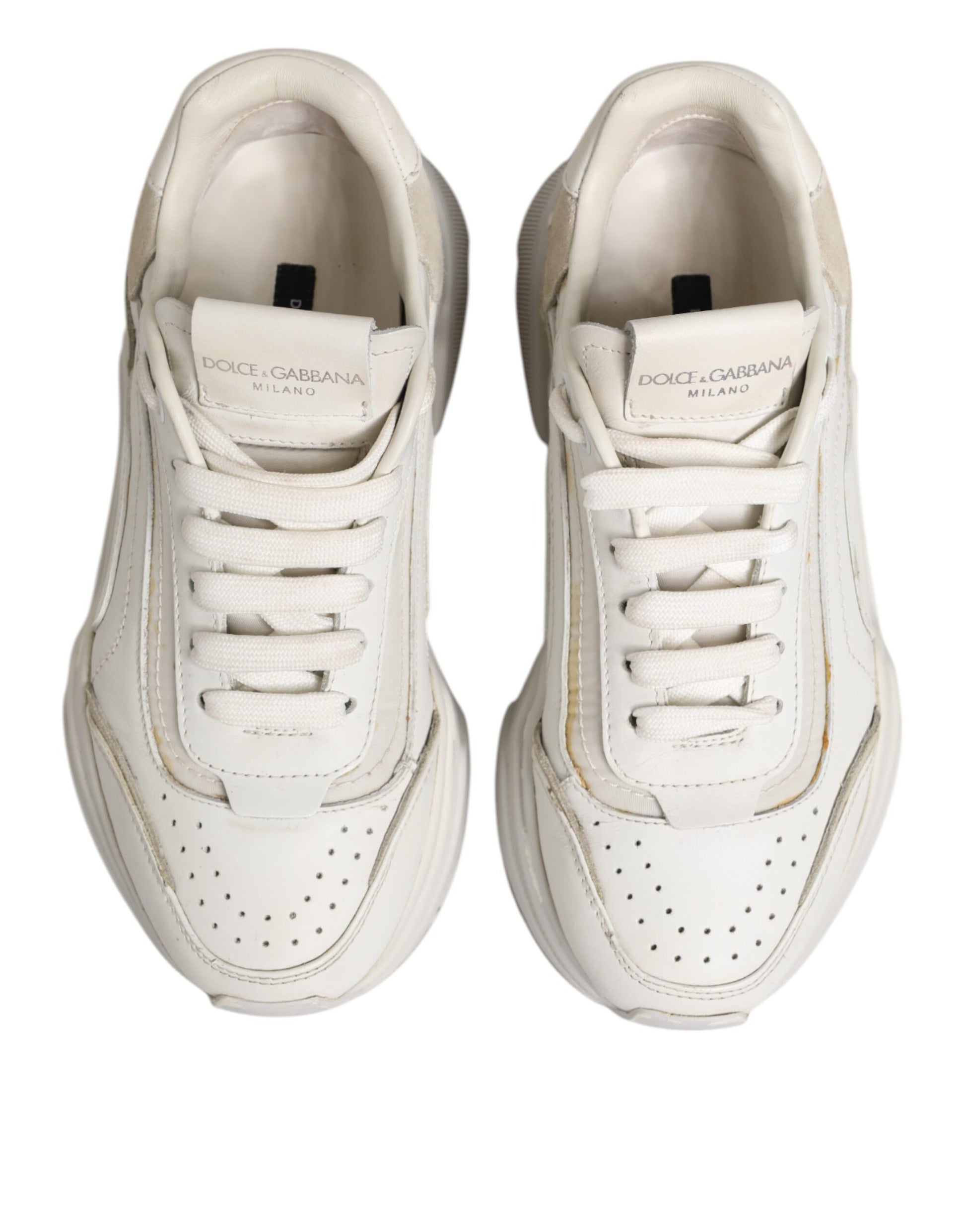 Dolce & Gabbana White DAYMASTER Calf Leather Sneakers Shoes