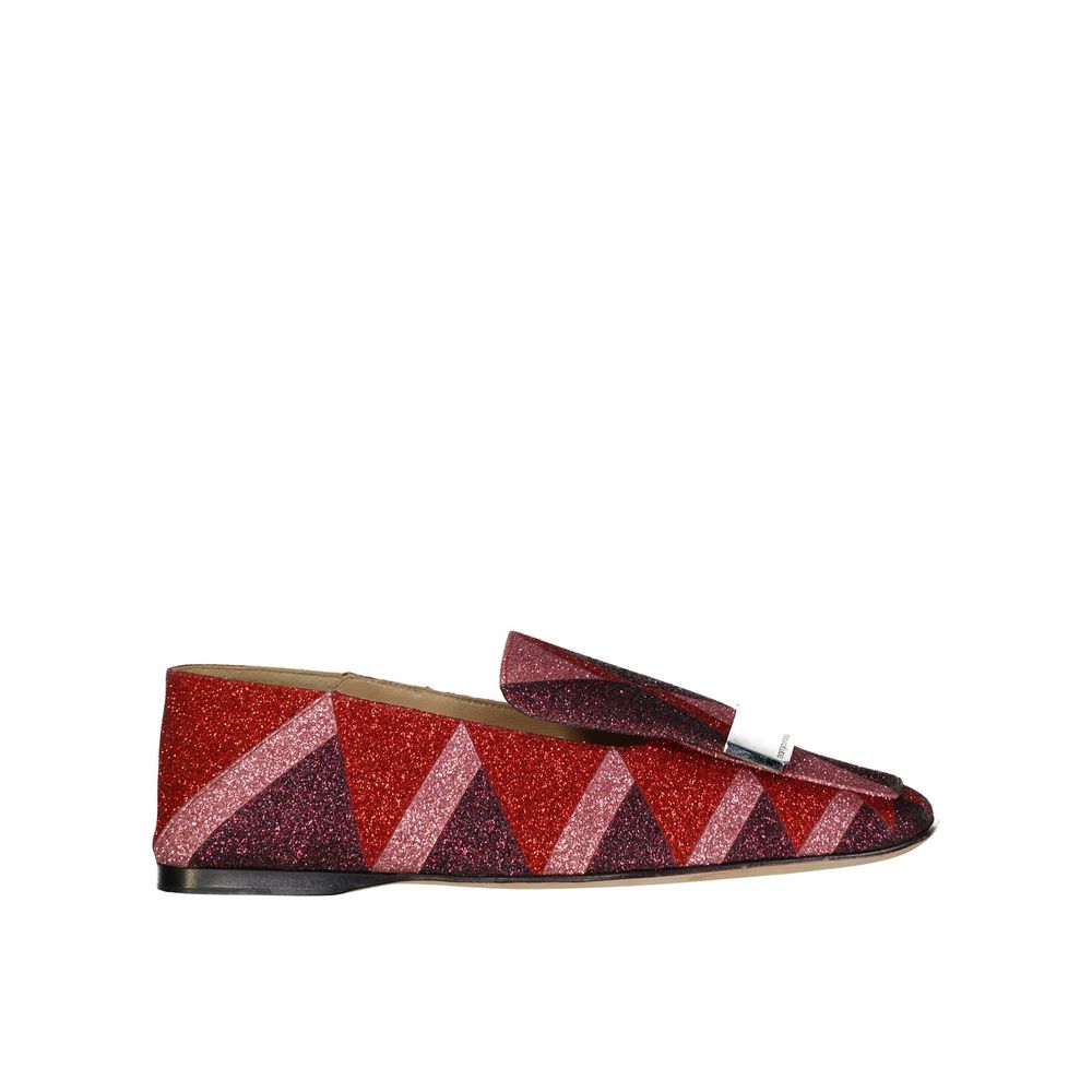 Sergio Rossi Red Fabric Slip-On Loafers