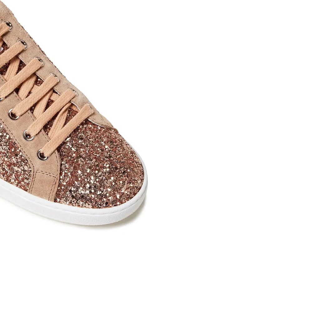 Sergio Rossi Rose Gold Fabric Low Top Sneakers