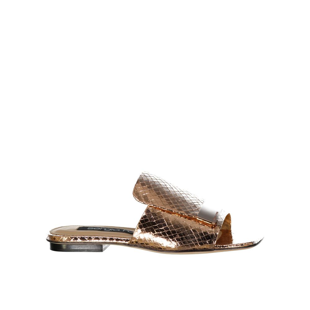 Sergio Rossi Rose Gold Calfskin Slides