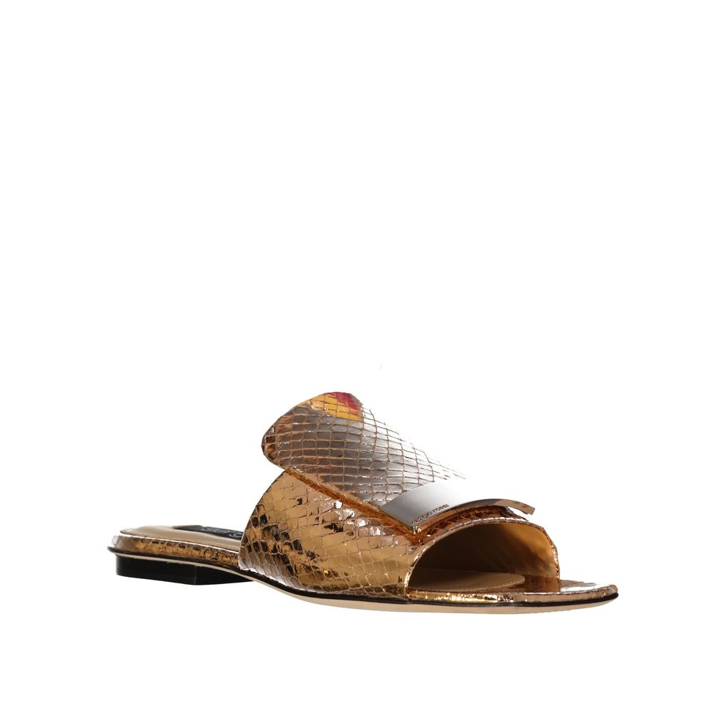 Sergio Rossi Rose Gold Calfskin Slides
