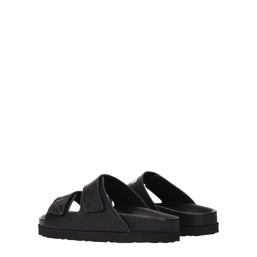 Palm Angels Black Leather Slippers
