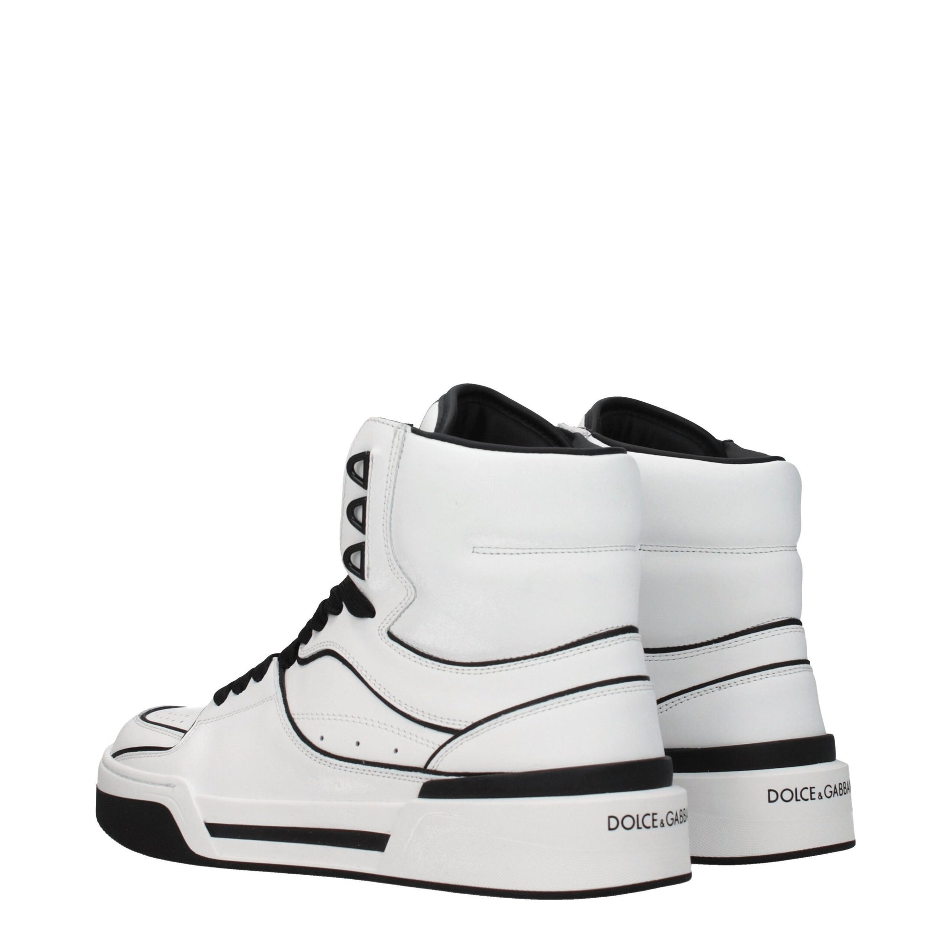 Dolce & Gabbana White Leather High Top Sneakers