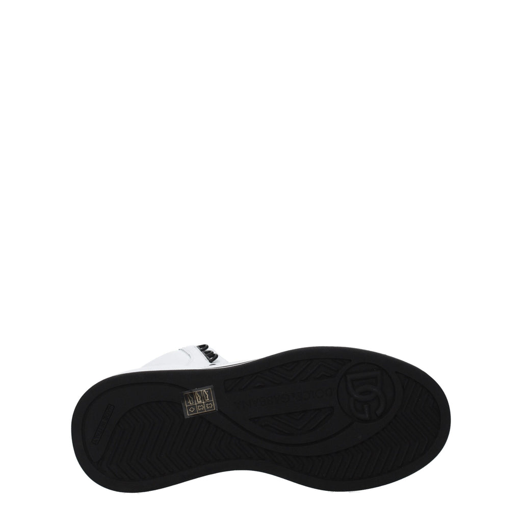 Dolce & Gabbana White Leather High Top Sneakers