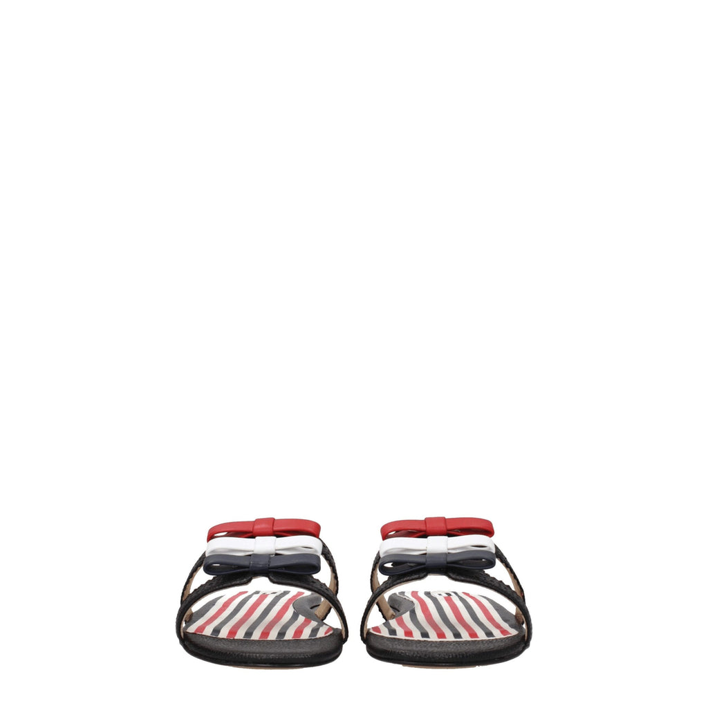 Thom Browne Black Leather Slippers