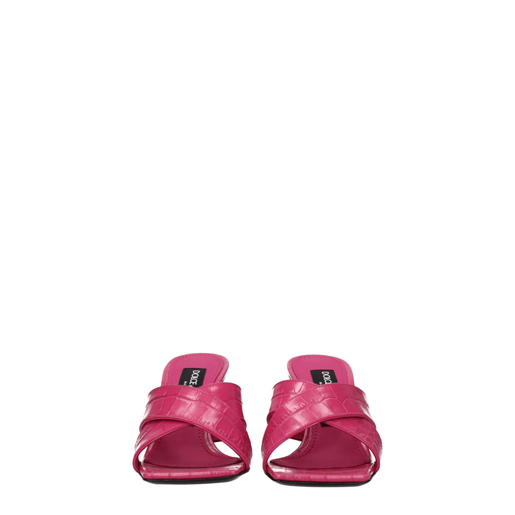 Dolce & Gabbana Pink Leather Platform Sandals