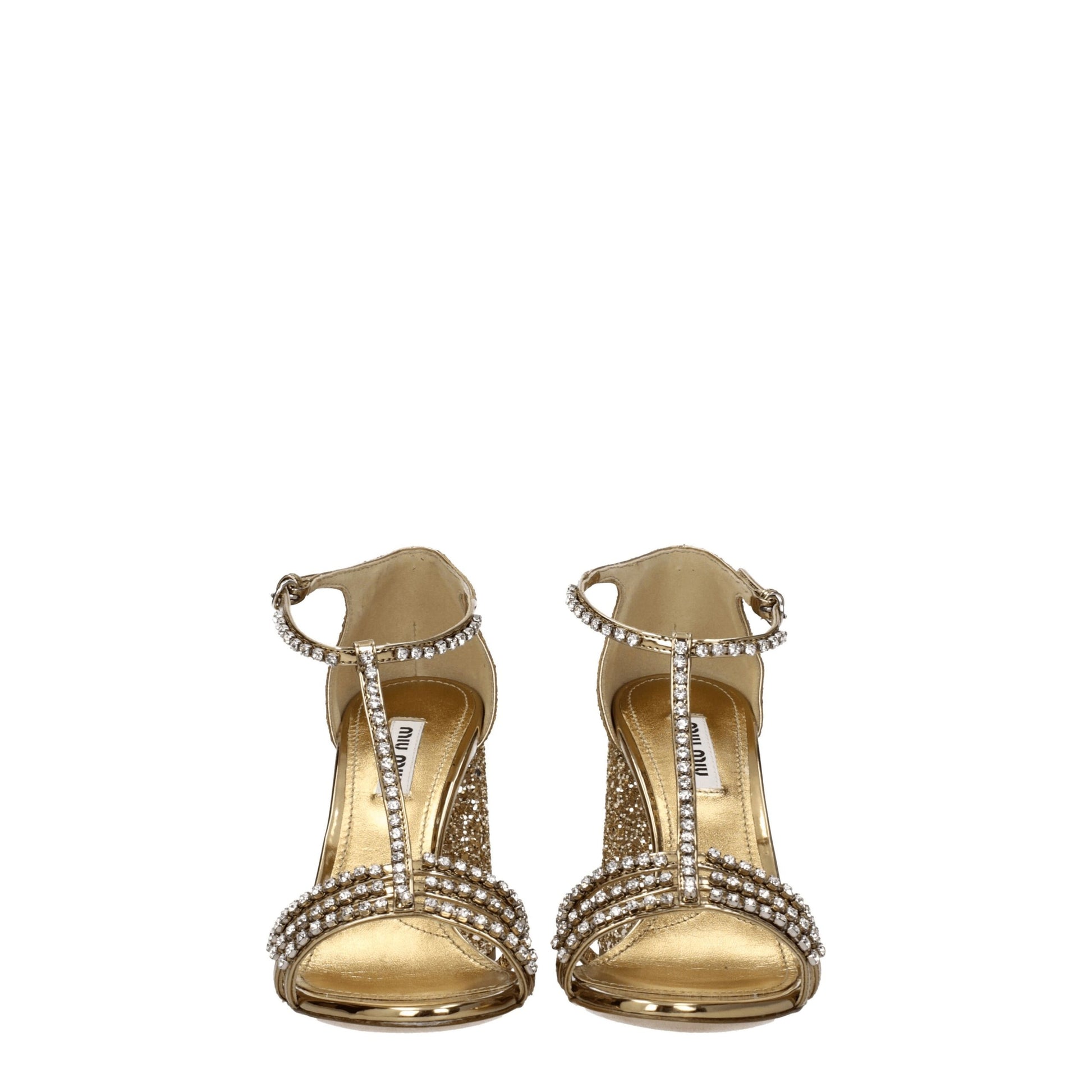 Miu Miu Gold Plastic Platform Sandals