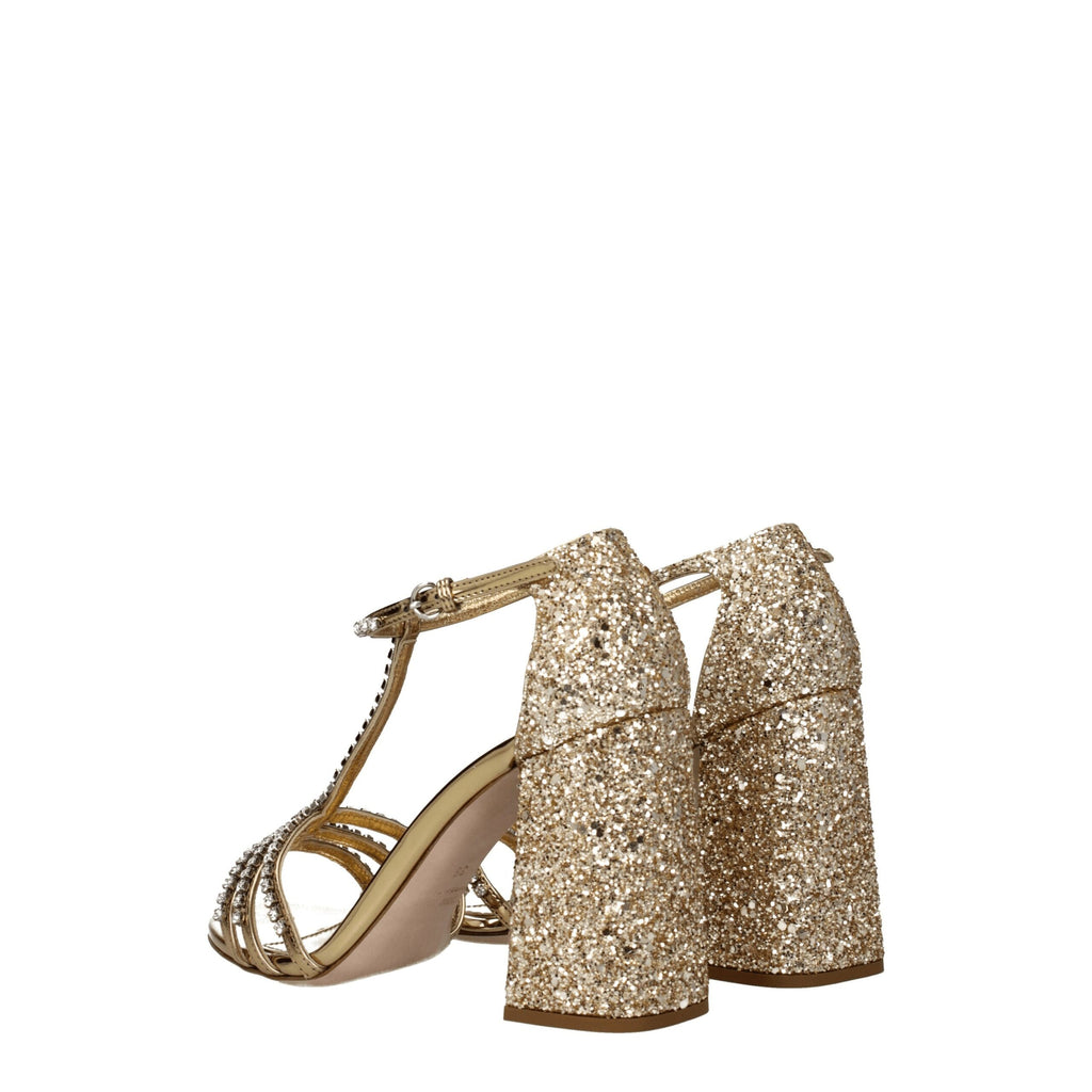 Miu Miu Gold Plastic Platform Sandals
