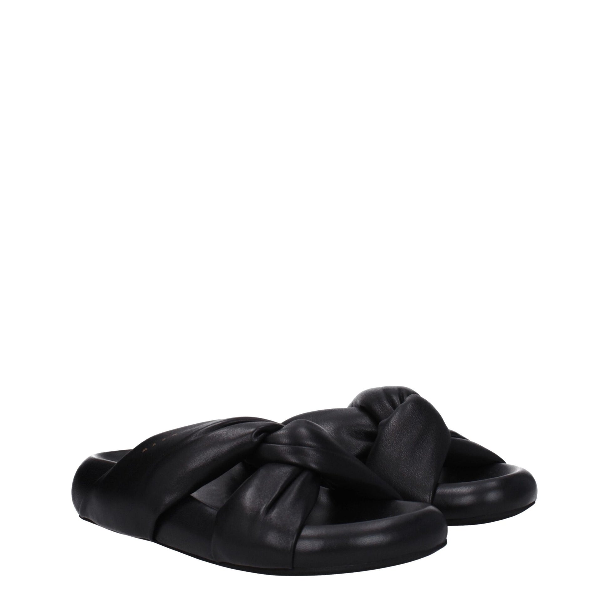 Marni Black Leather Slippers