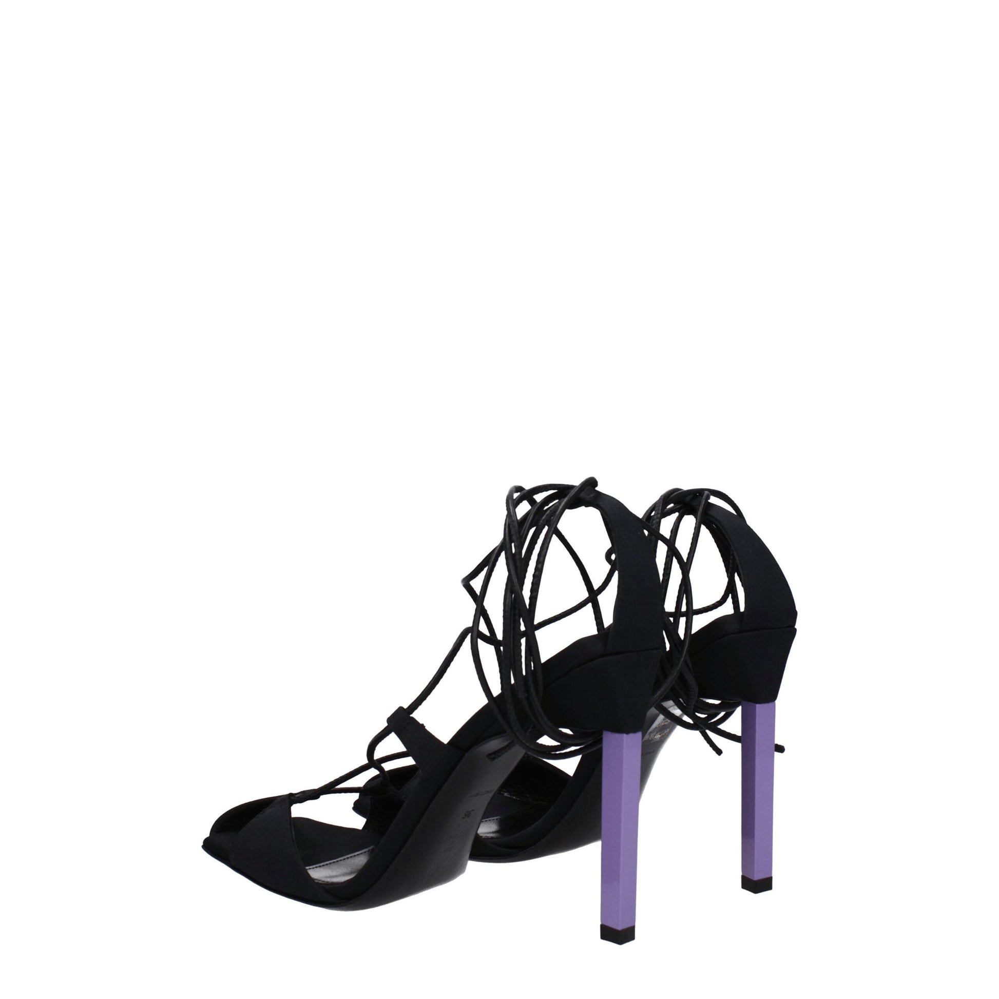 The Attico Black Fabric Stiletto Heel Sandals