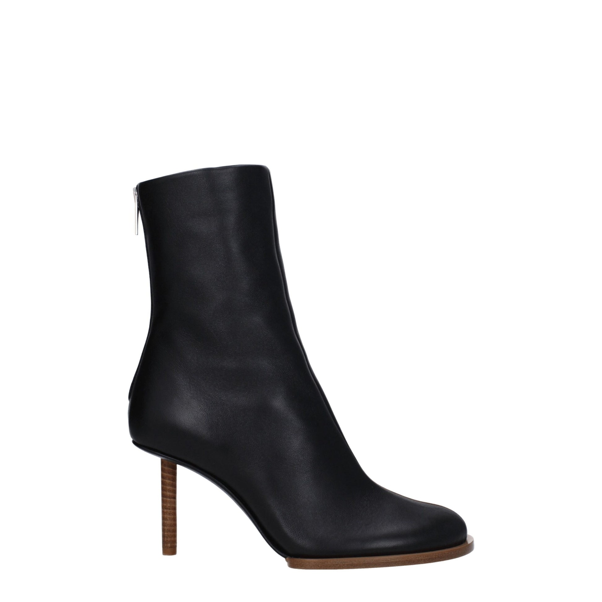 Jacquemus Black Leather Ankle Boots