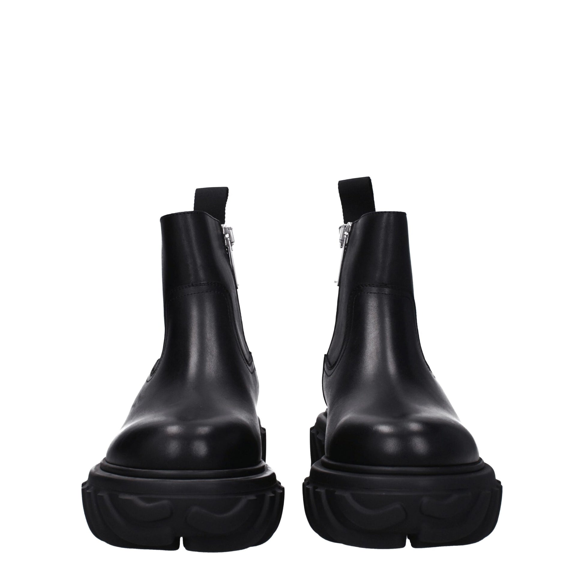 Off-White Black Leather Ankle Boots