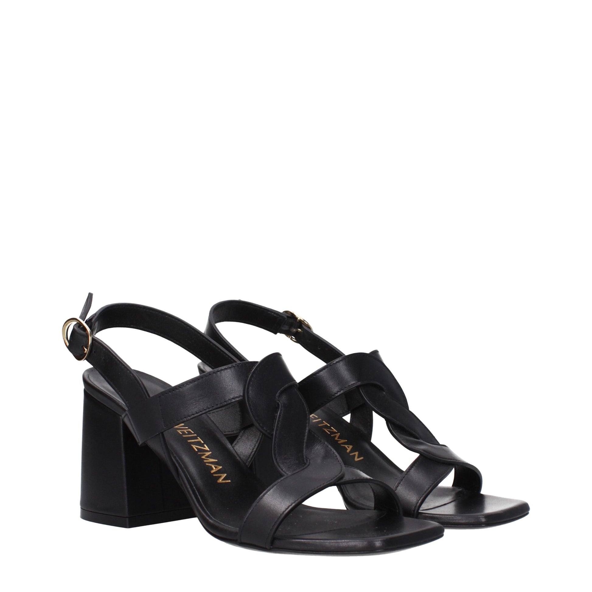 Stuart Weitzman Black Leather Platform Sandals