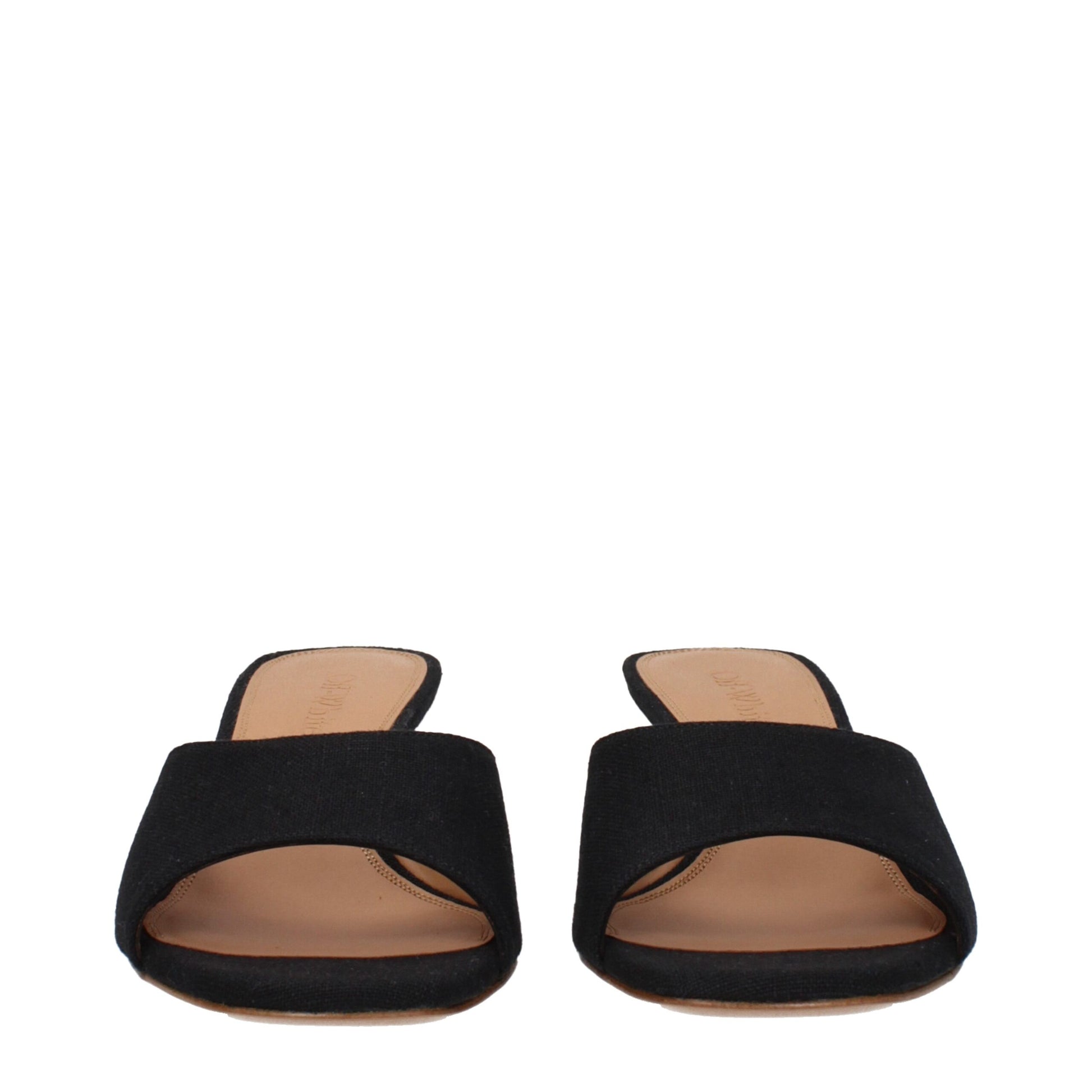 Off-White Black Linen Flat Sandals