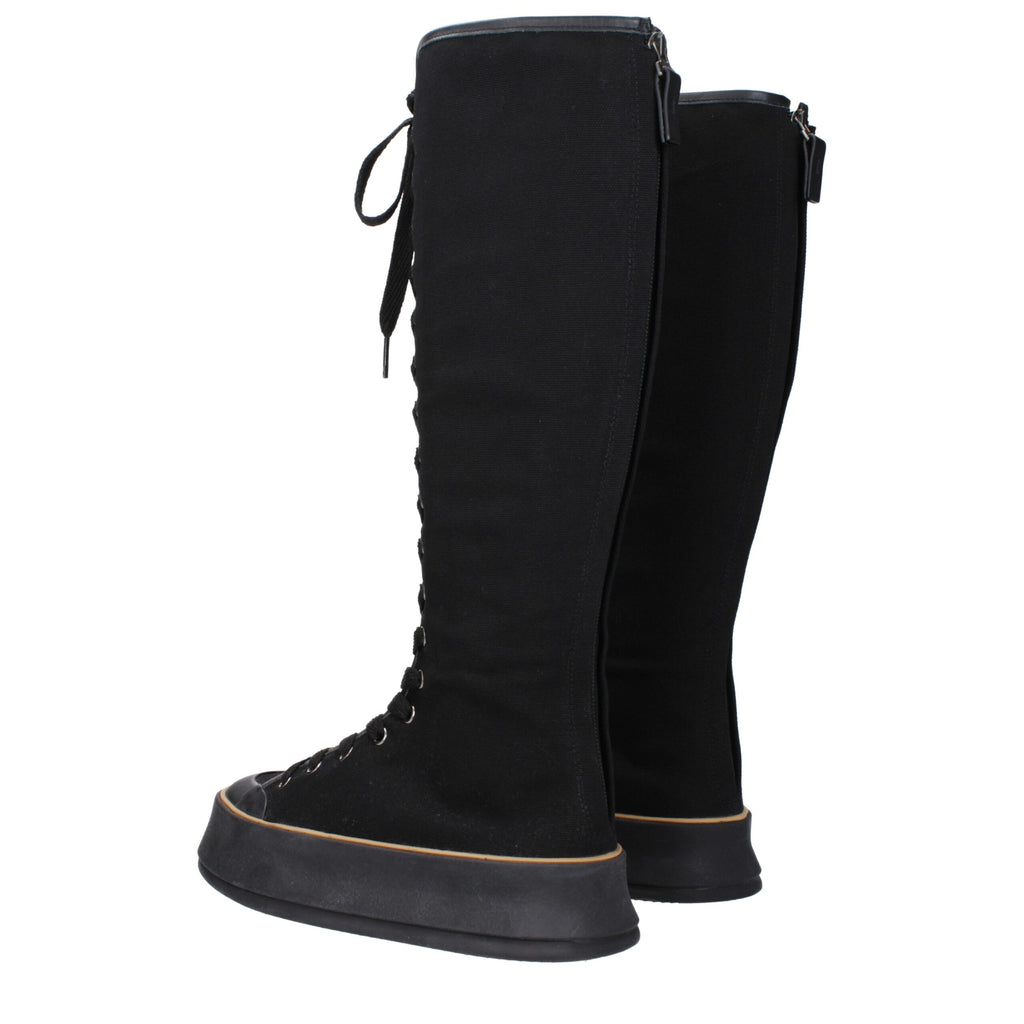 Max Mara Black Fabric Lace-Up Boots