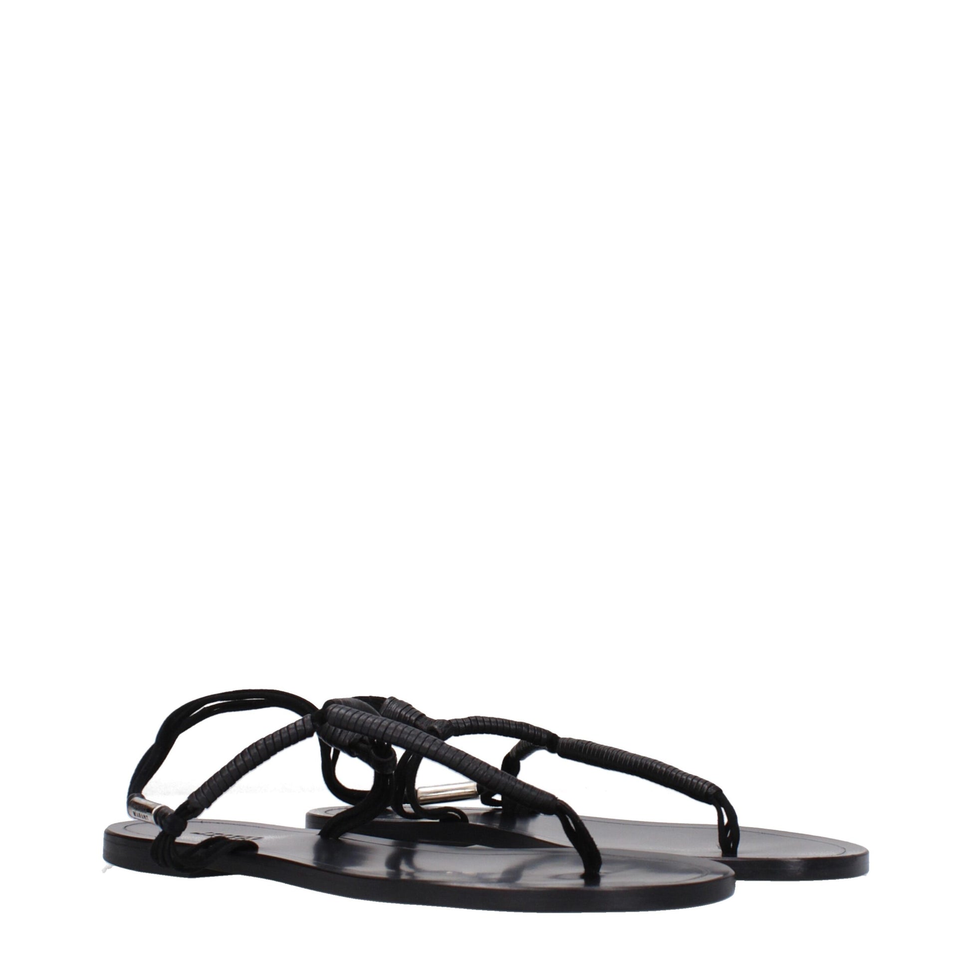 Isabel Marant Black Leather Flip-Flop Sandals