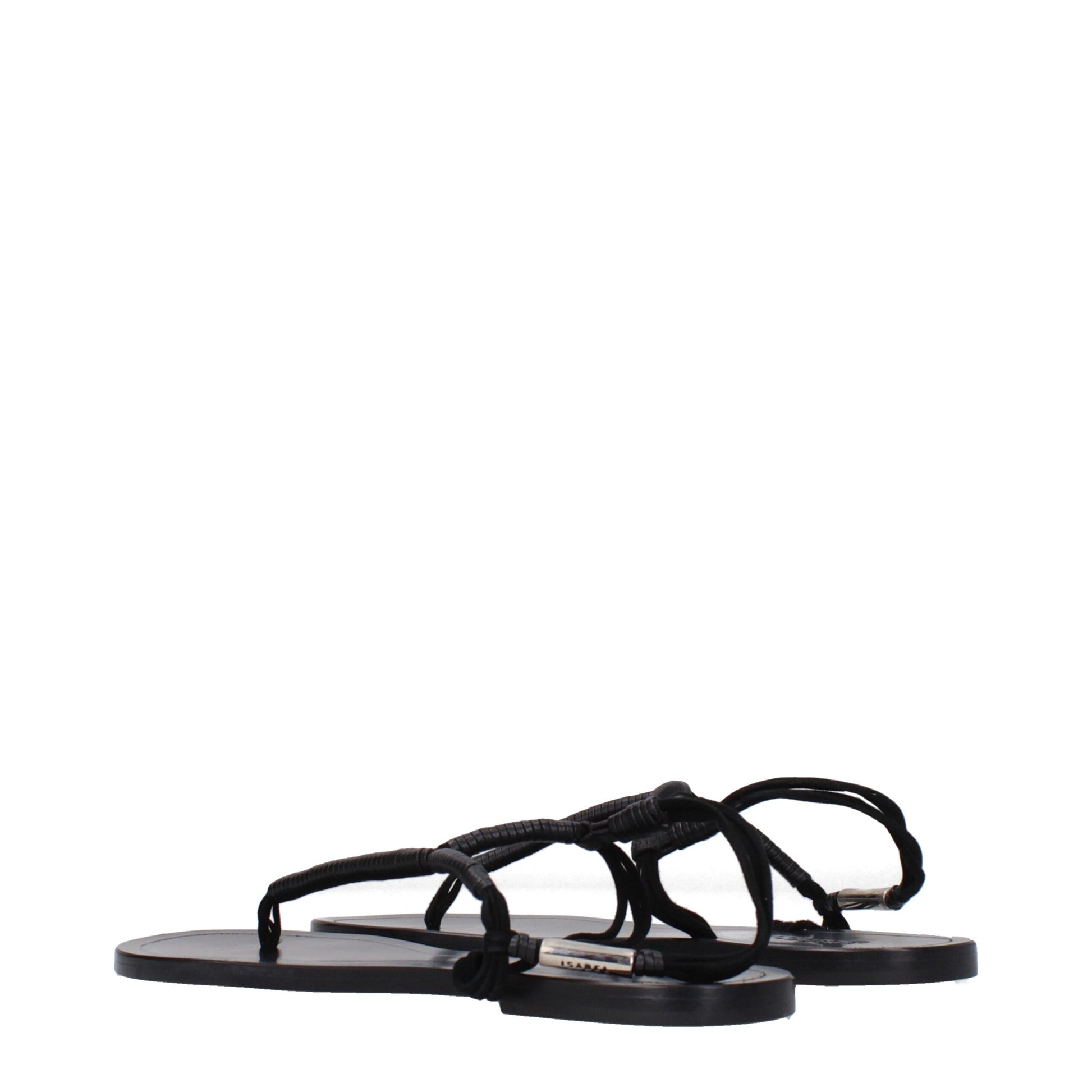 Isabel Marant Black Leather Flip-Flop Sandals