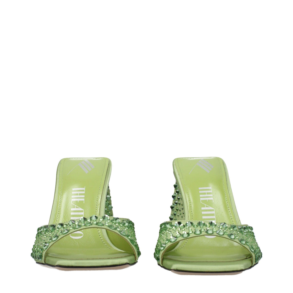 The Attico Green Satin Stiletto Heel Sandals