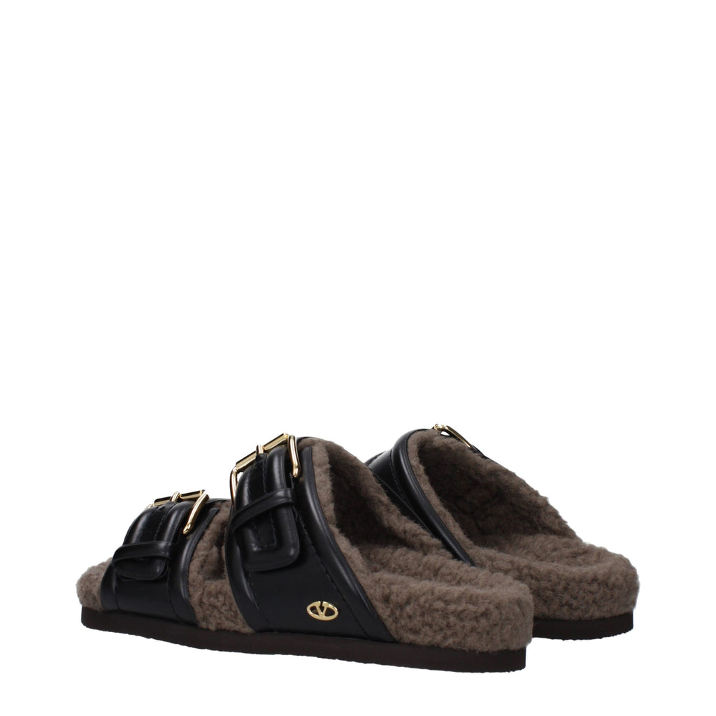 Valentino Garavani Black Leather Slippers