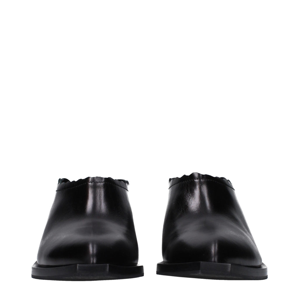Moschino Black Leather Mules