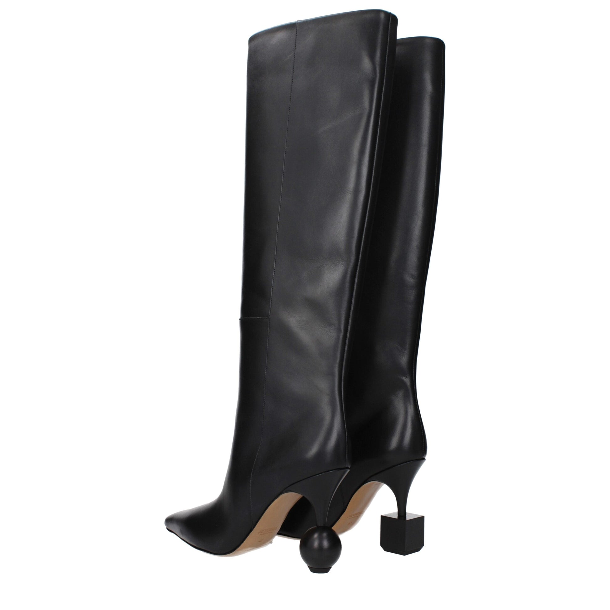 Jacquemus Black Leather High Heel Boots