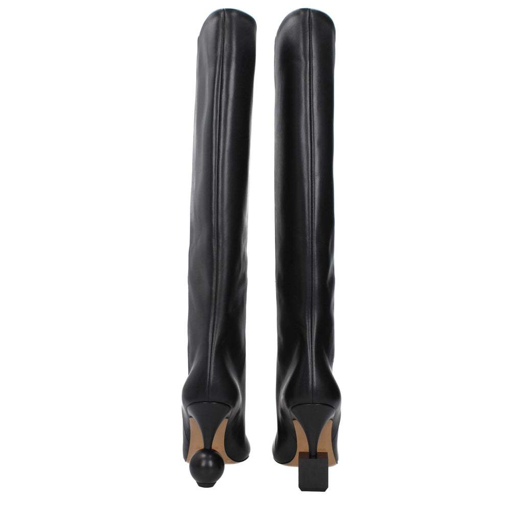 Jacquemus Black Leather High Heel Boots