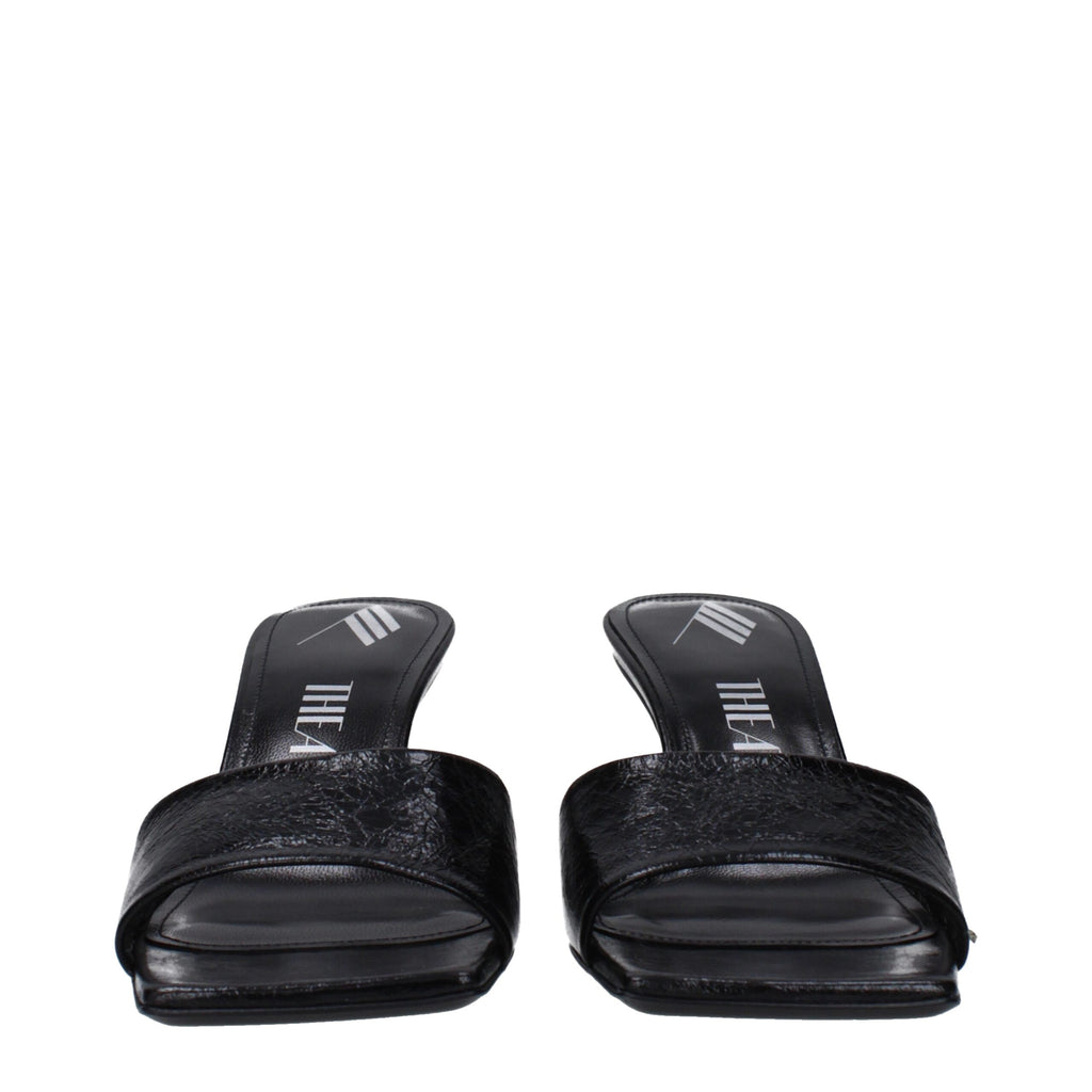 The Attico Black Leather Sandals
