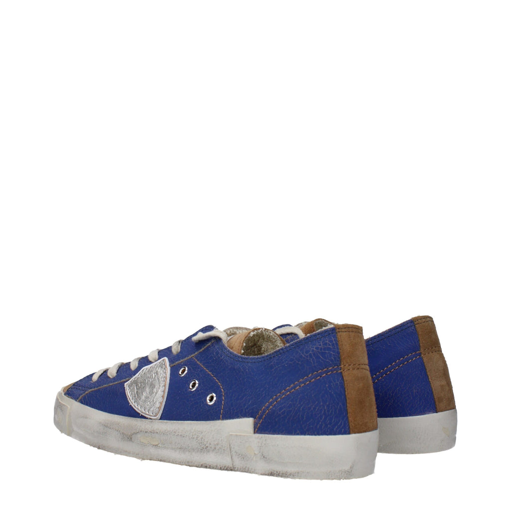 Philippe Model Blue Leather Low Top Sneakers