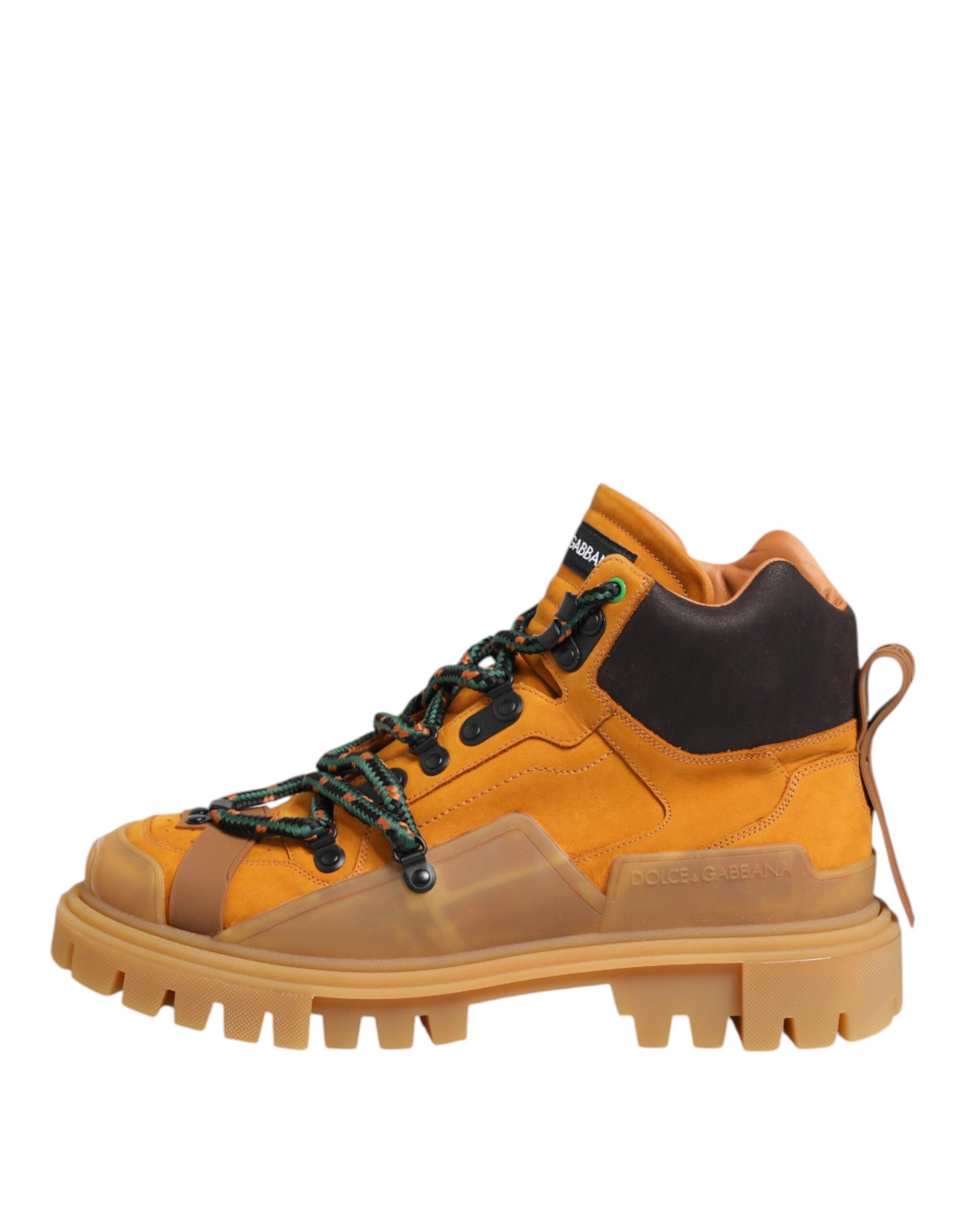 Dolce & Gabbana Orange Lace Up Trekking Ankle Boots Shoes