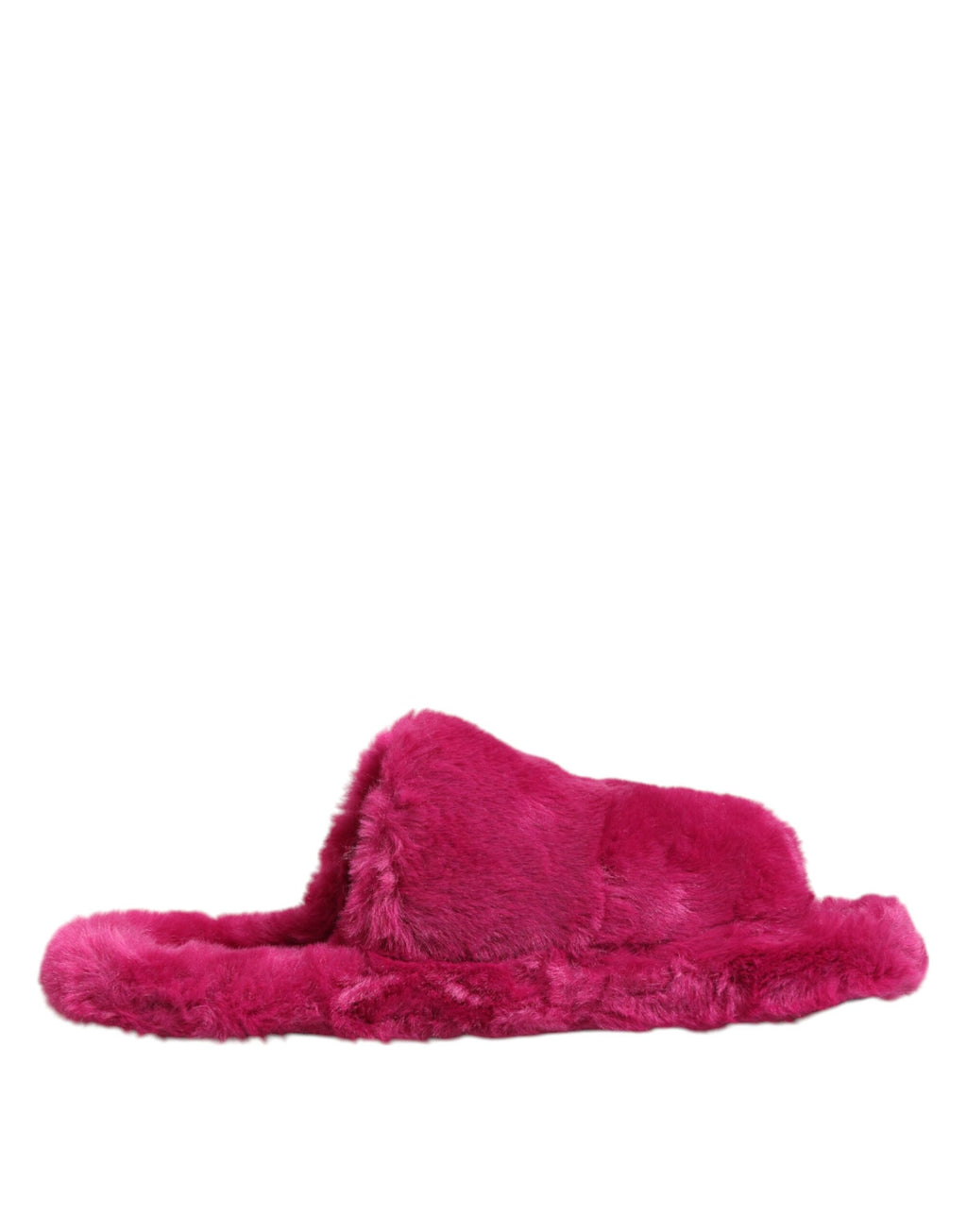 Dolce & Gabbana Pink Acrylic Faux Fur Mens Flats Sandals Shoes