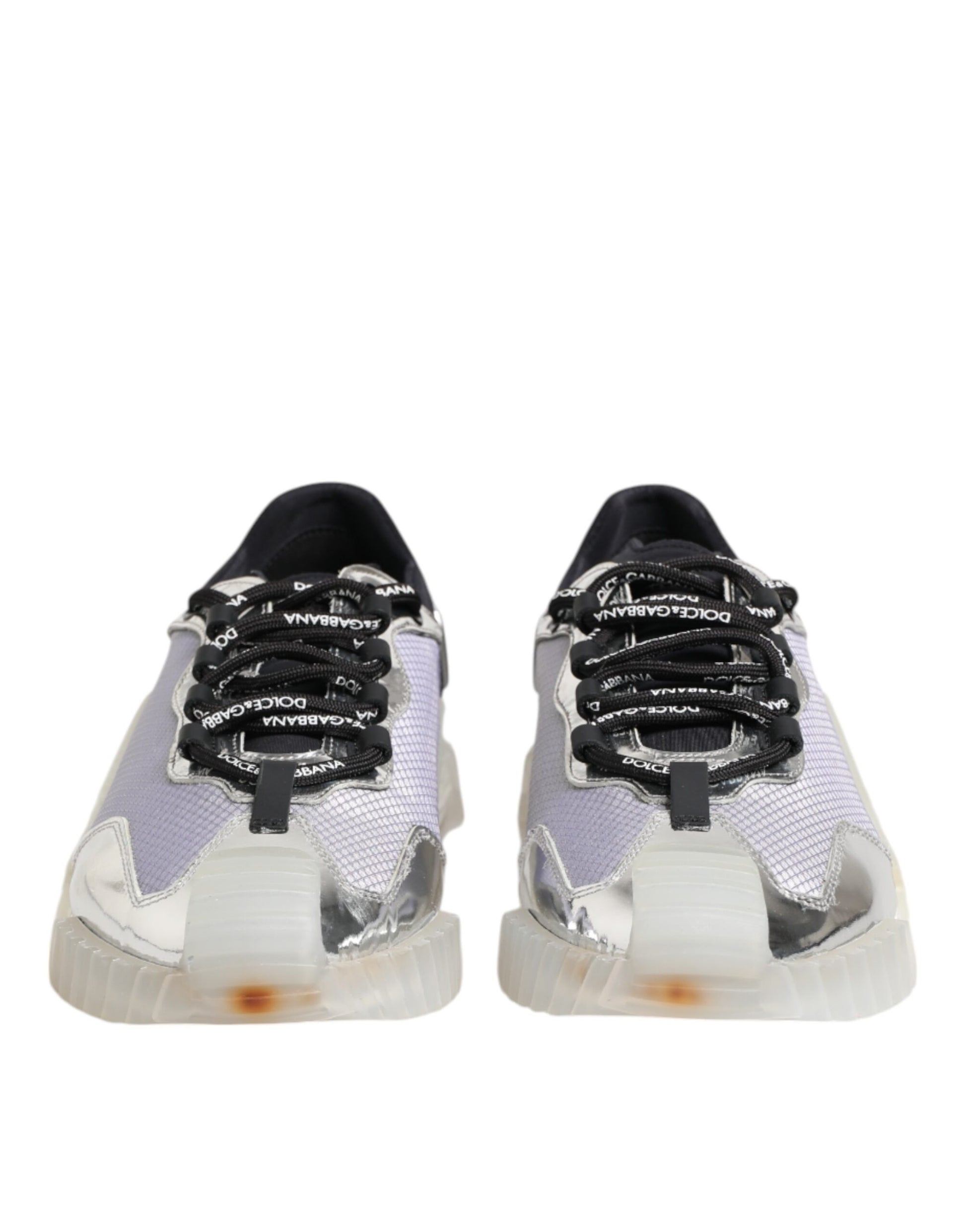 Dolce & Gabbana Silver Black Nylon NS1 Low Top Sneakers Shoes
