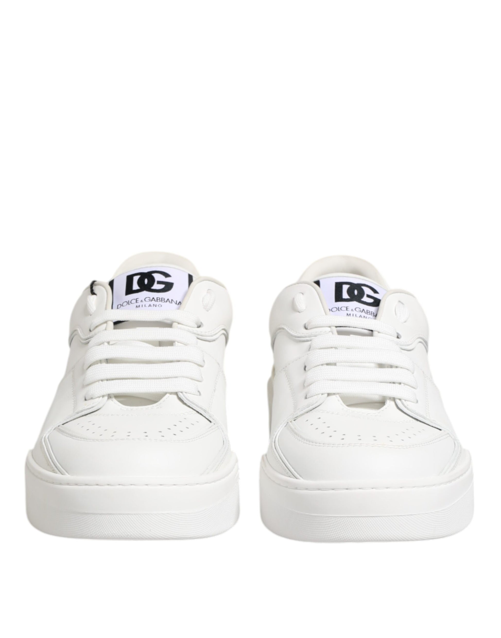 Dolce & Gabbana White Miami Leather Low Top Sneakers Shoes