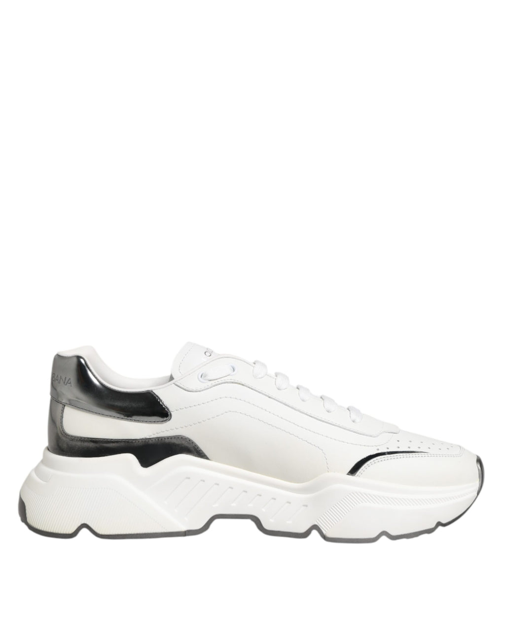 Dolce & Gabbana White Silver DAYMASTER Leather Sneakers Shoes