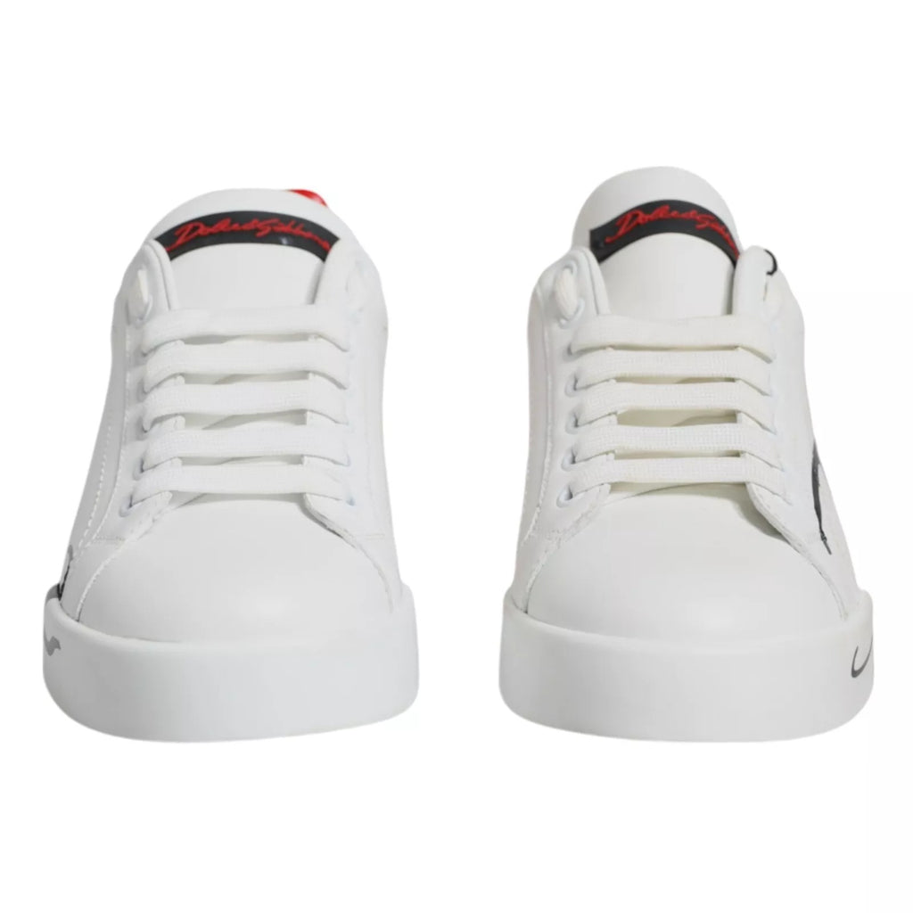 Dolce & Gabbana White Red Portofino Low Top Sneakers Shoes