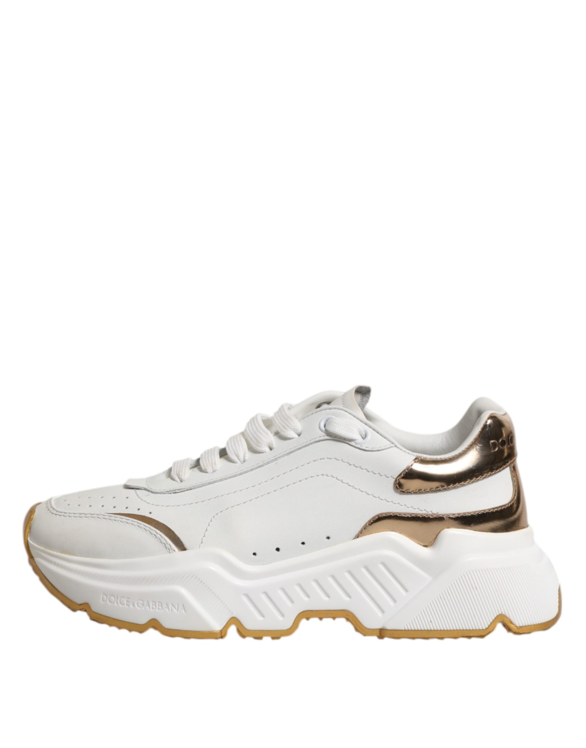 Dolce & Gabbana White Gold Daymaster Low Top Sneakers Shoes