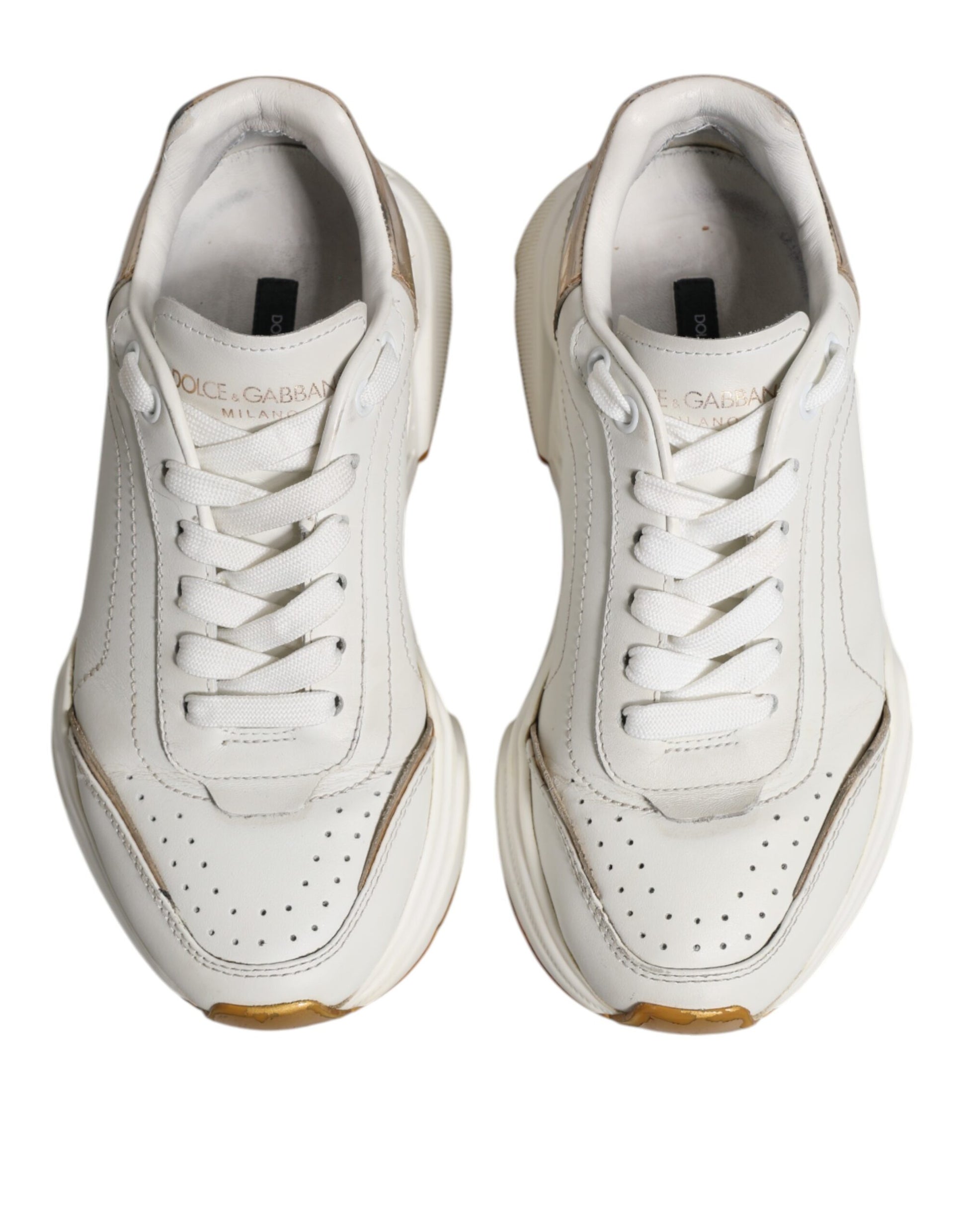 Dolce & Gabbana White Gold Daymaster Low Top Sneakers Shoes