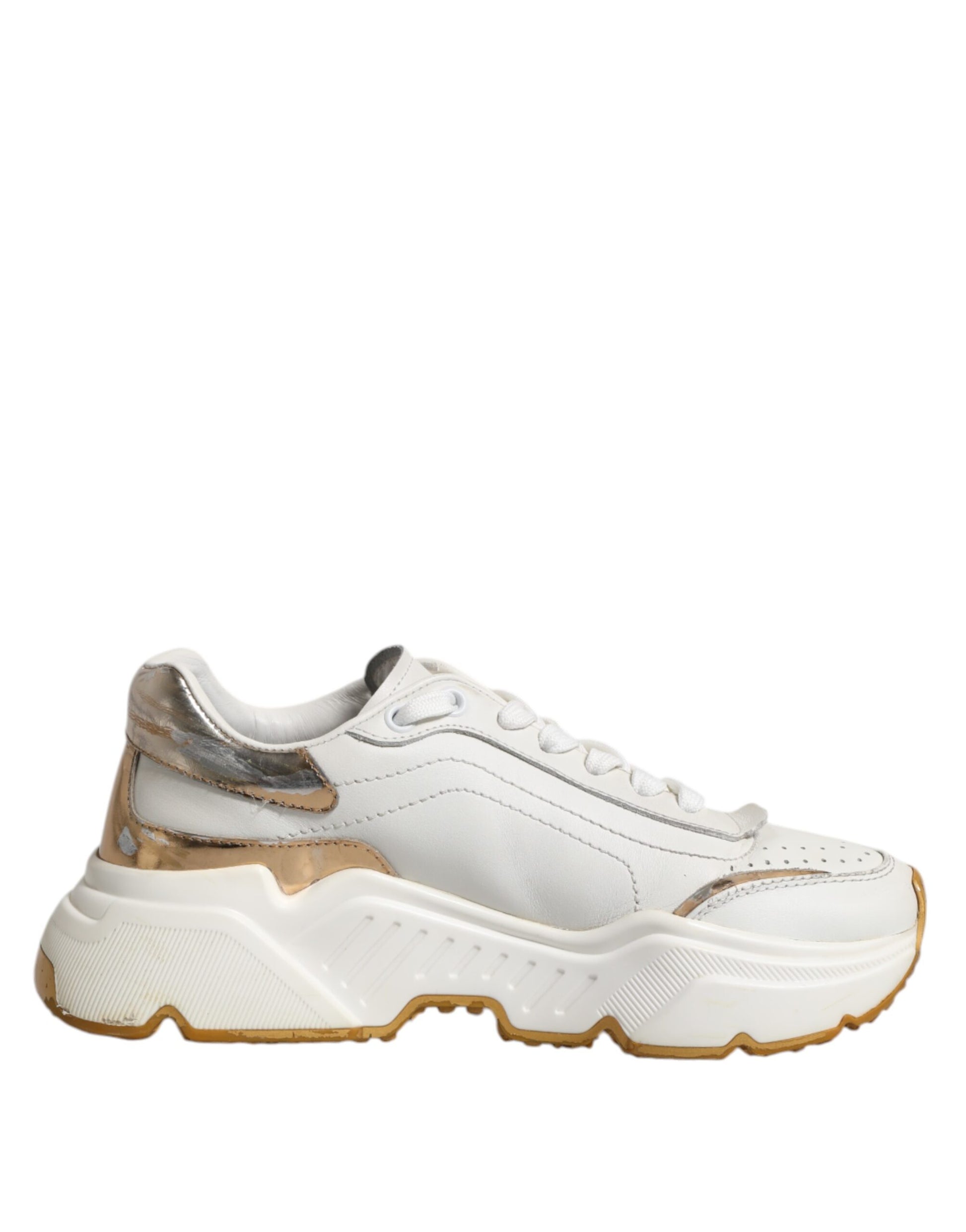 Dolce & Gabbana White Gold Daymaster Low Top Sneakers Shoes