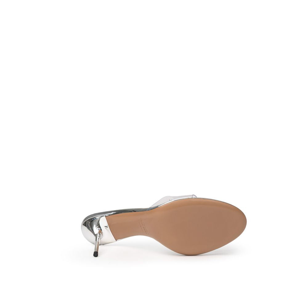 Paris Texas Gray Leather Mules