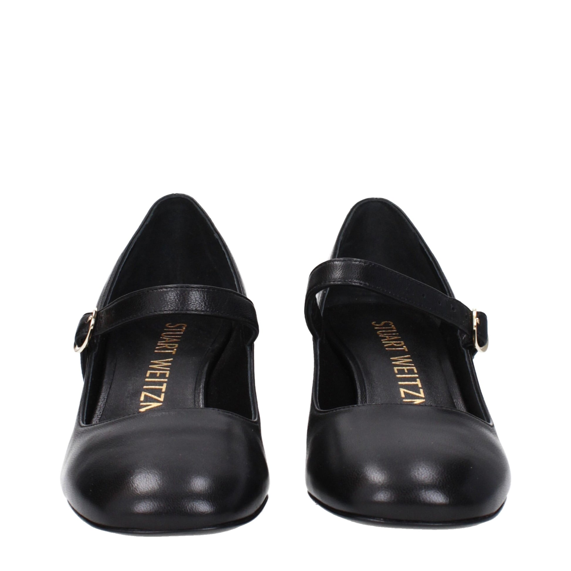 Stuart Weitzman Black Leather Mid Heel Pumps