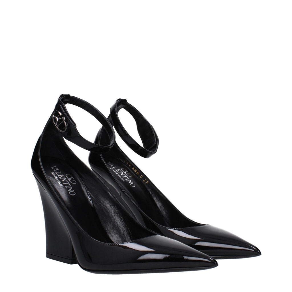 Valentino Garavani Black Leather Platforms Pumps