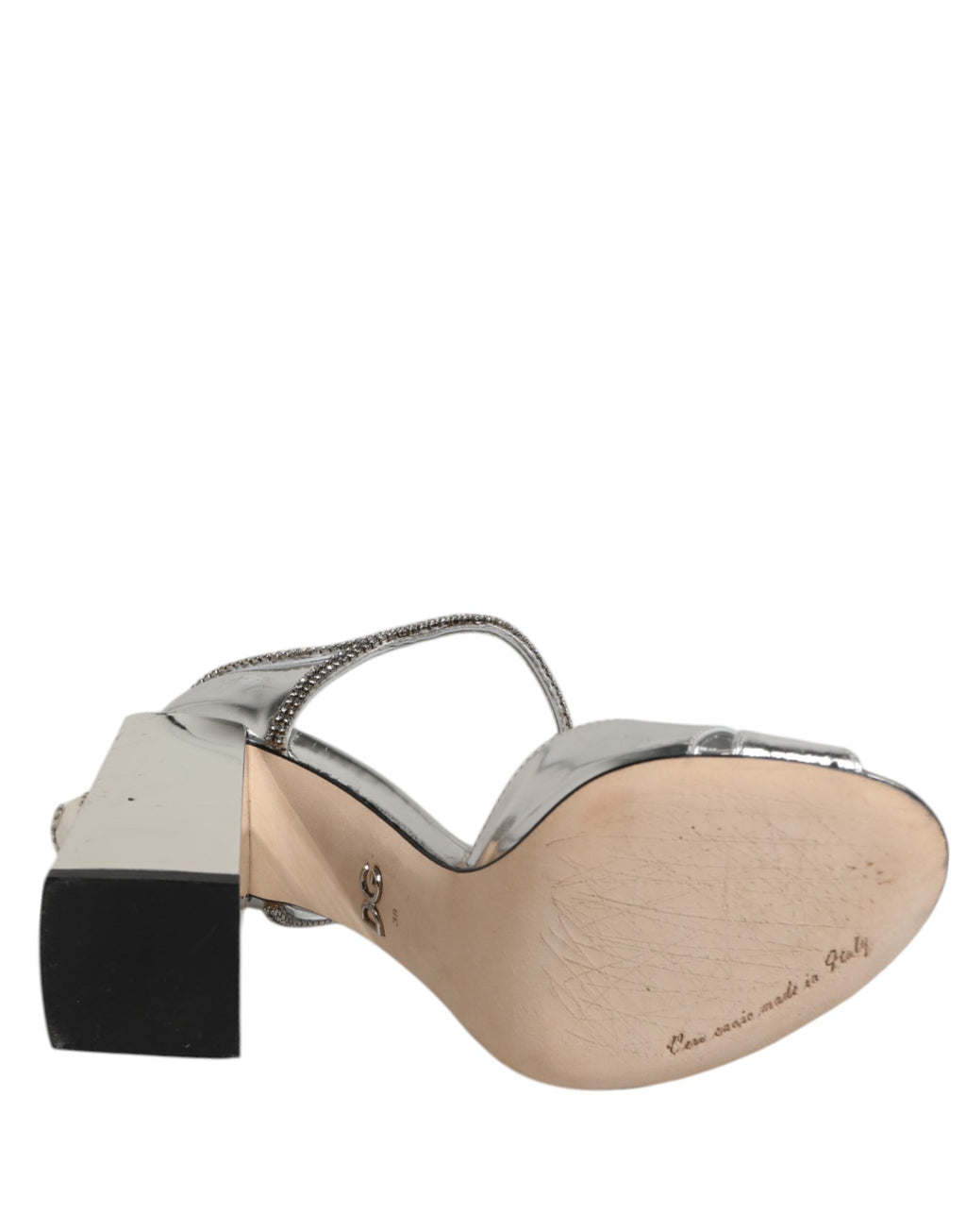 Dolce & Gabbana Silver Leather T-strap Heels Sandals Shoes