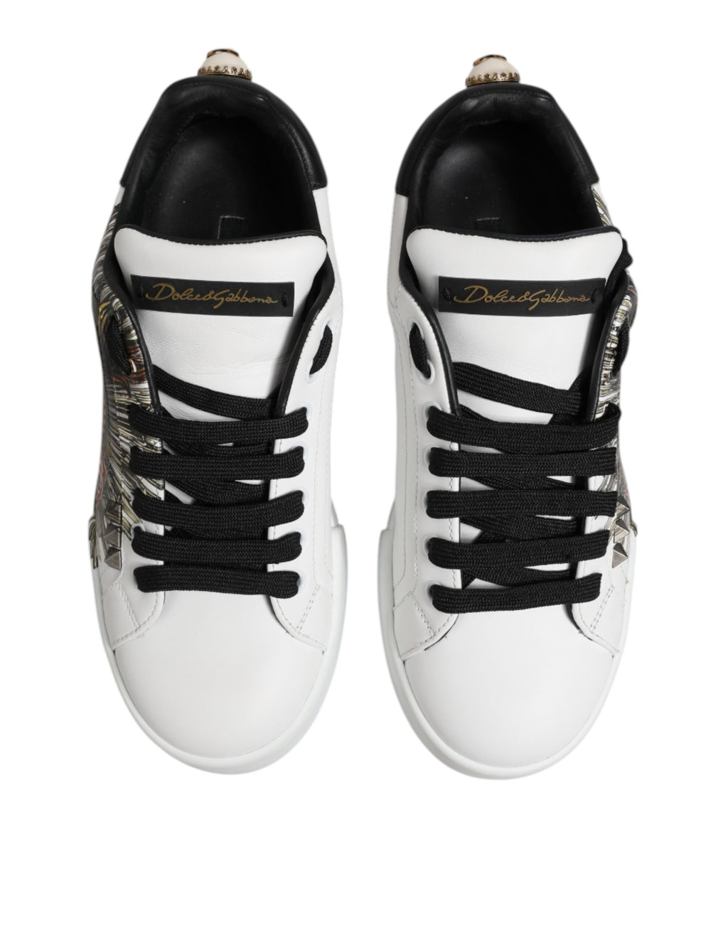 Dolce & Gabbana White Leather Portofino Lace Up Sneakers Shoes