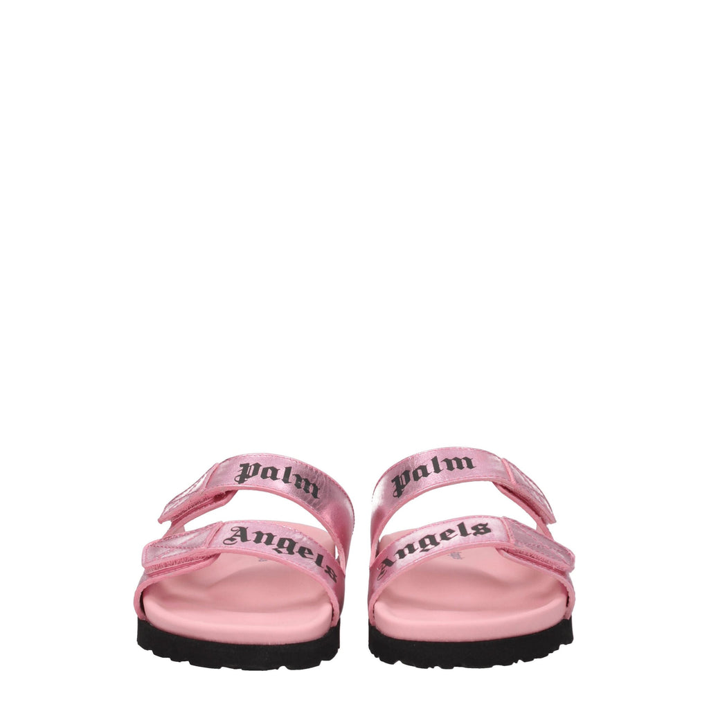 Palm Angels Pink Leather Slippers Sandals