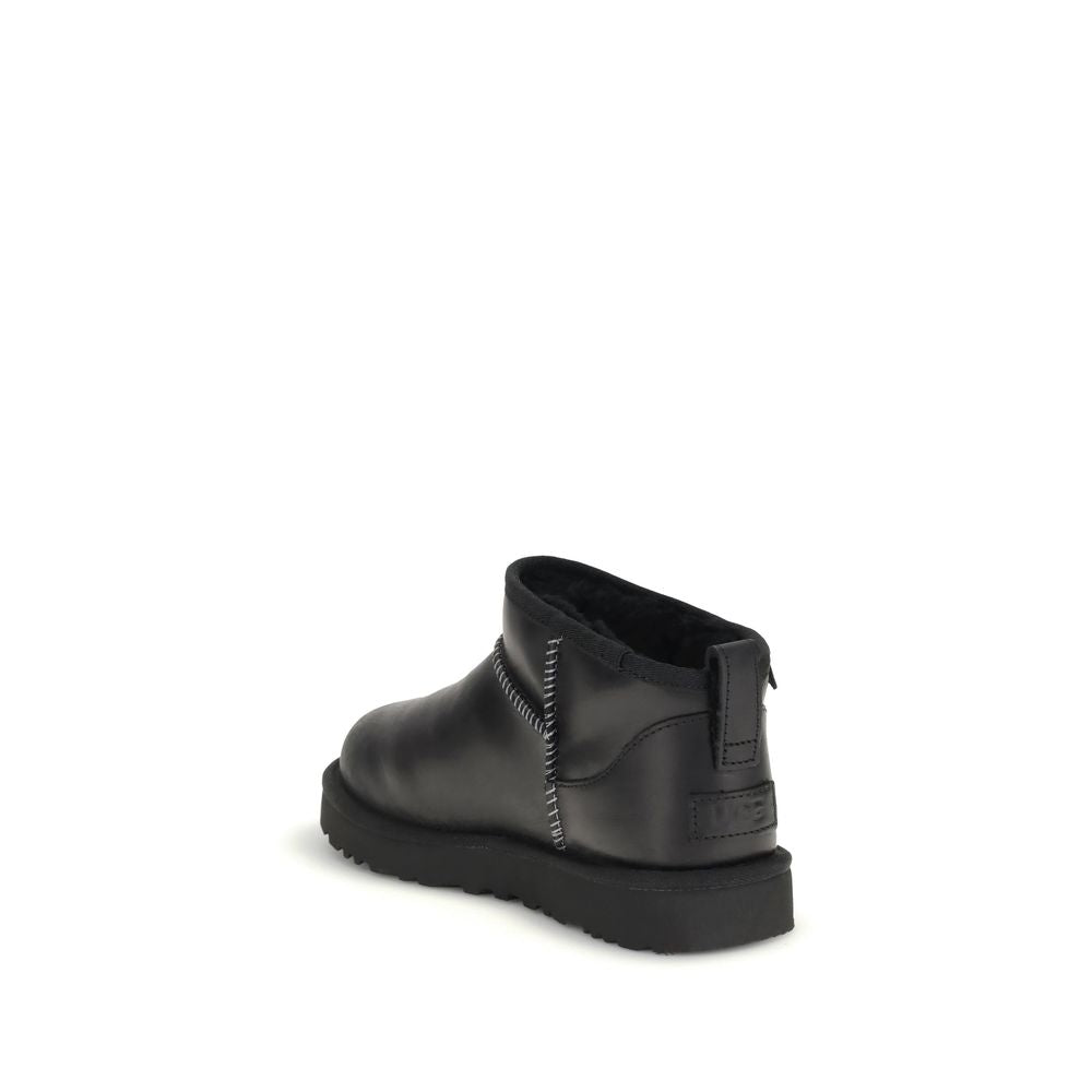 UGG Black Recycled Leather Ankle Boots