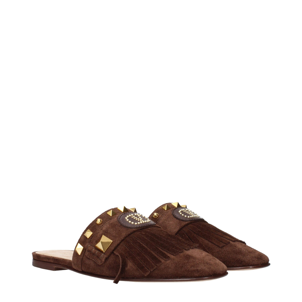 Valentino Garavani Brown Leather Slippers
