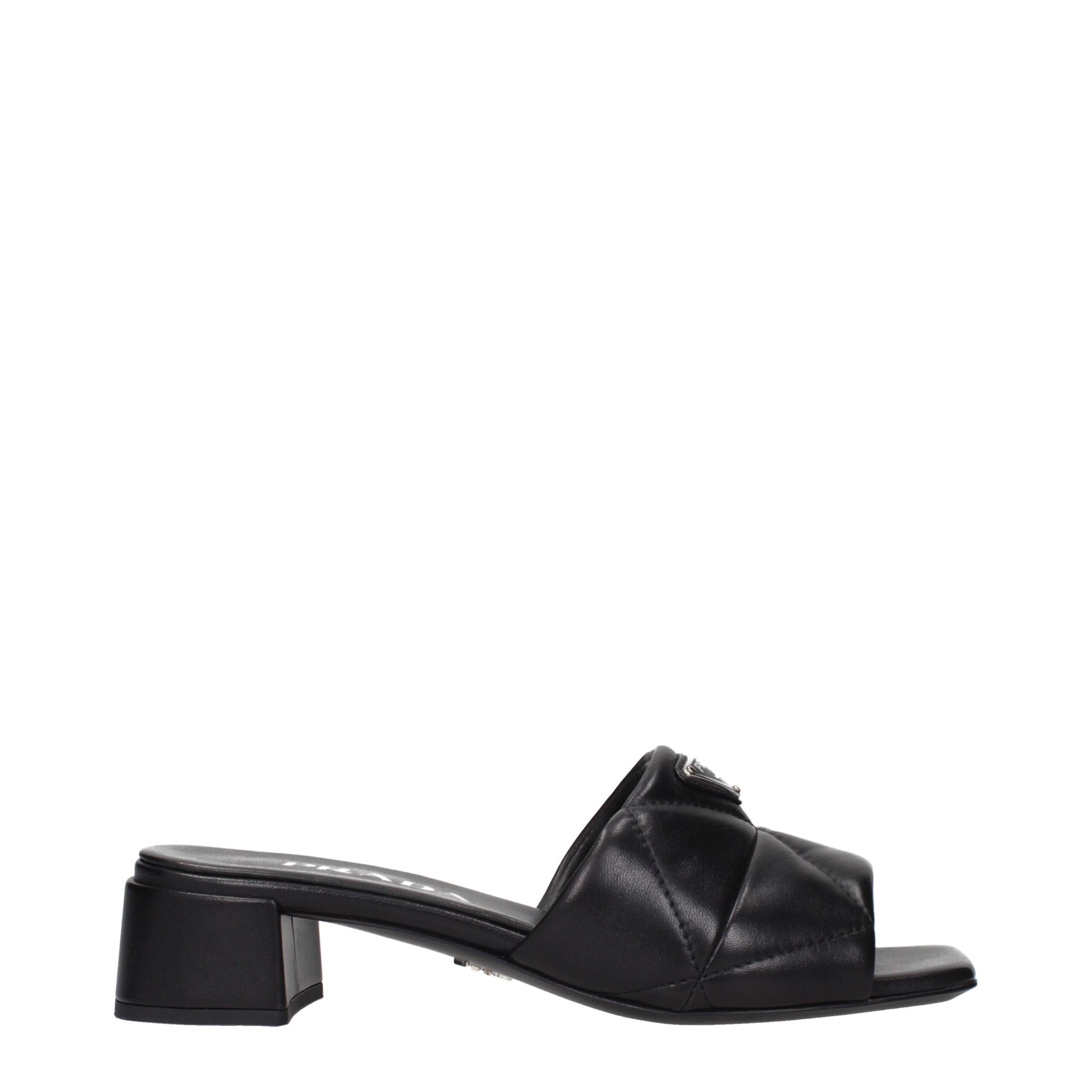 Prada Black Leather Sandals
