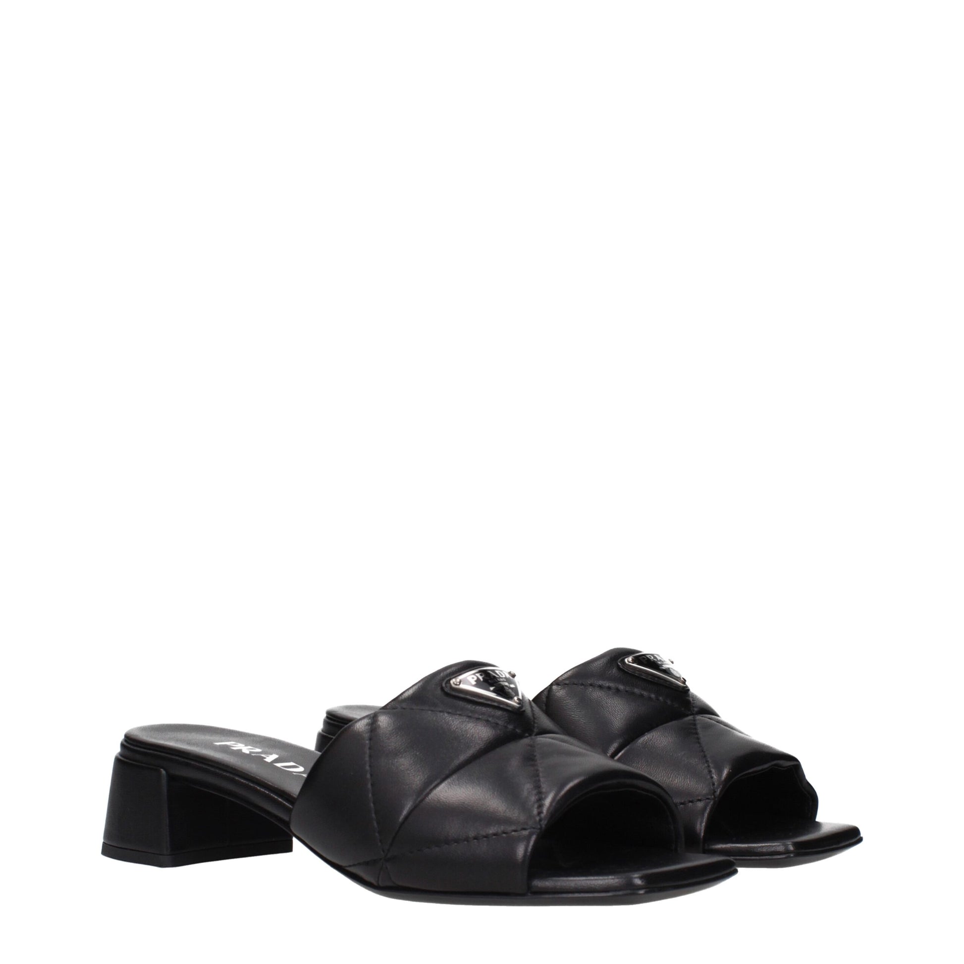 Prada Black Leather Sandals