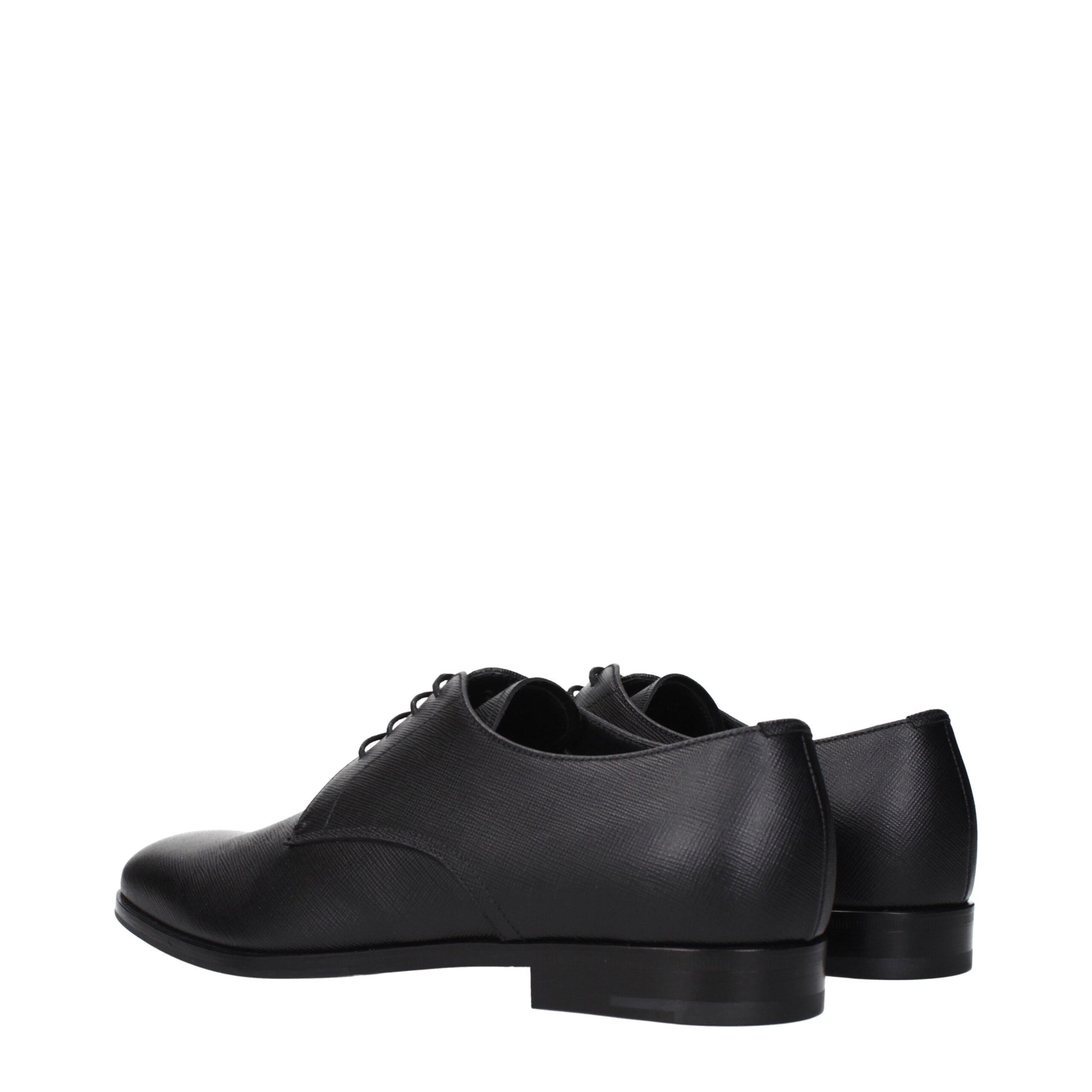 Prada Black Leather Oxfords And Derbies
