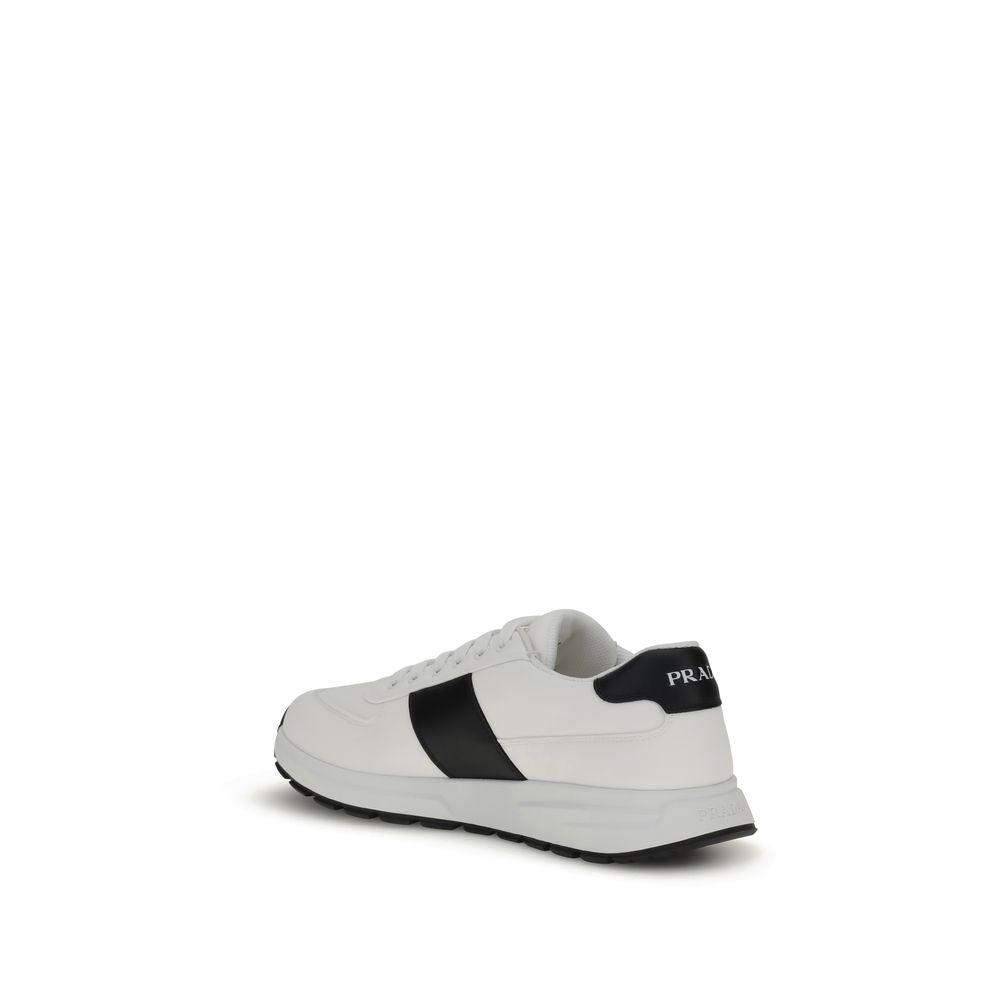 Prada White Calf Leather Bos Taurus Low Top Sneakers